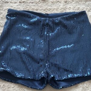 Sparkling Navy Sequin Women's Athletic Shorts